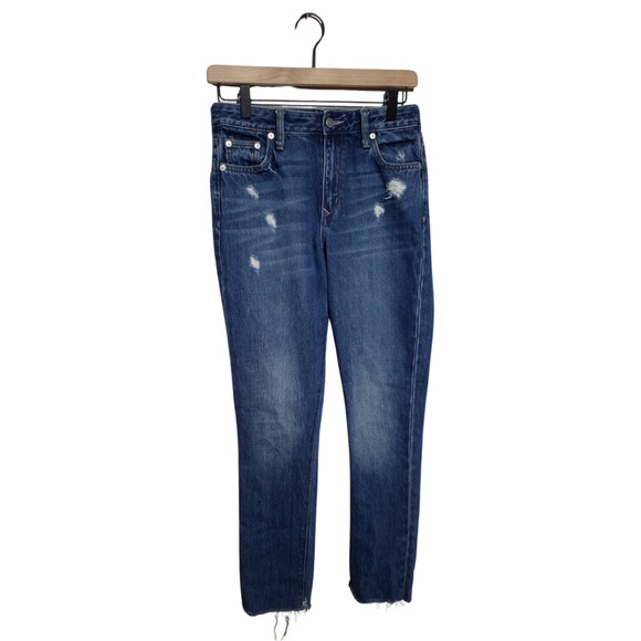 Lovers + Friends Logan High Rise Embroidered Tapered Jeans Blue Size 25 - Picture 1 of 9